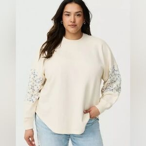 NWOT Torrid French Terry Contrast Blue Floral Sweatshirt